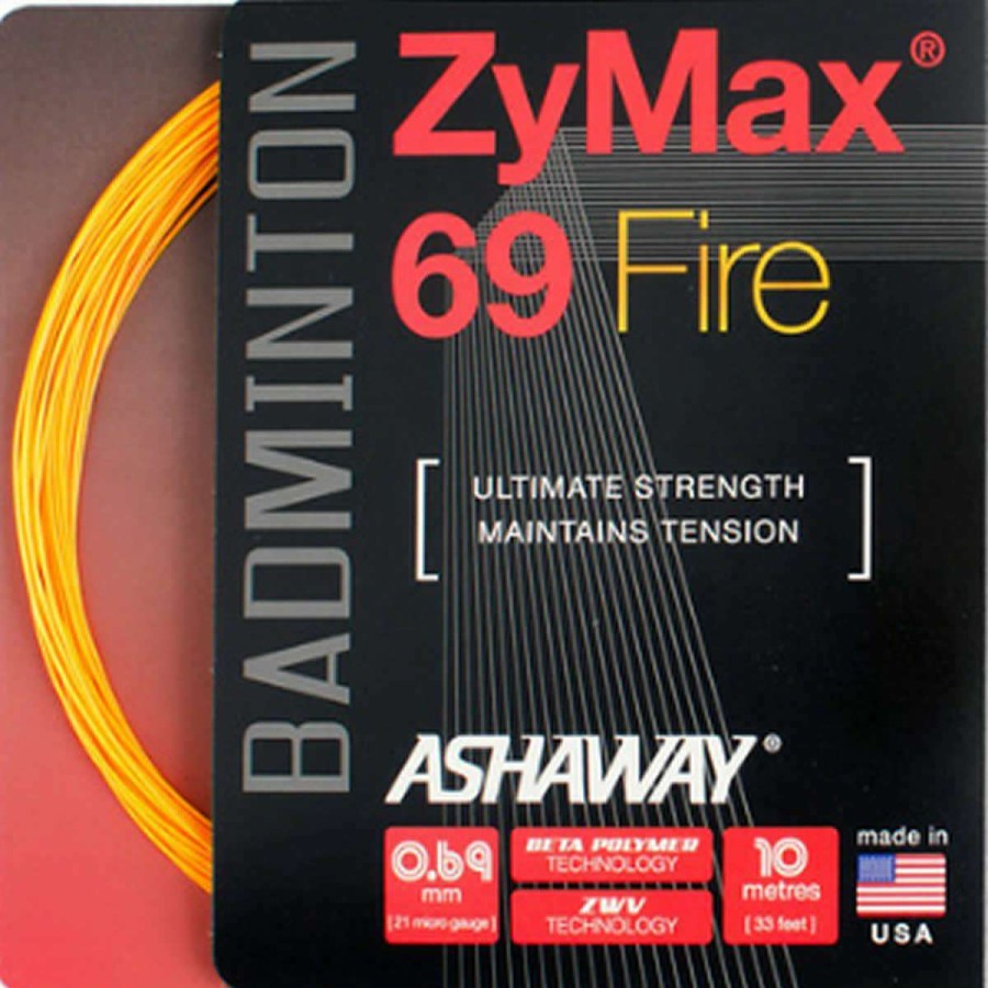 Badminton * | Discount Online Ashaway Zymax 69 Fire Badminton String Orange 0.69Mm 10M Packet