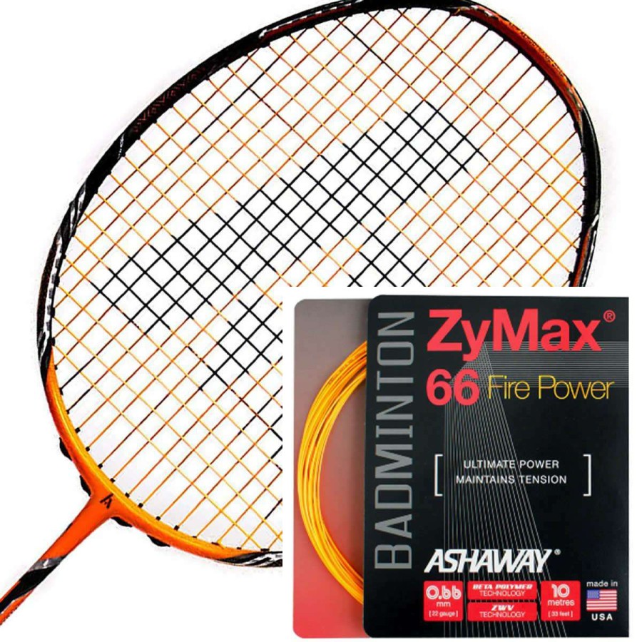 Badminton * | Sales Online Ashaway Zymax 66 Fire Power Badminton String Orange 0.66Mm 10M Packet