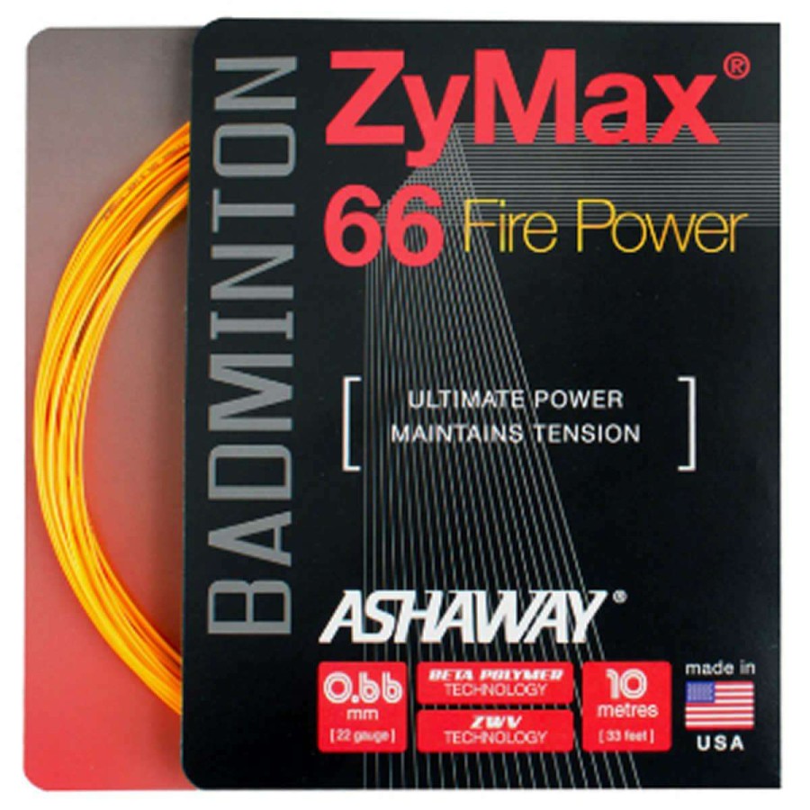 Badminton * | Sales Online Ashaway Zymax 66 Fire Power Badminton String Orange 0.66Mm 10M Packet