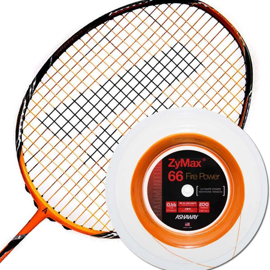 Badminton * | Discount Online Ashaway Zymax 66 Fire Power Badminton String Orange 0.66Mm 200M Reel