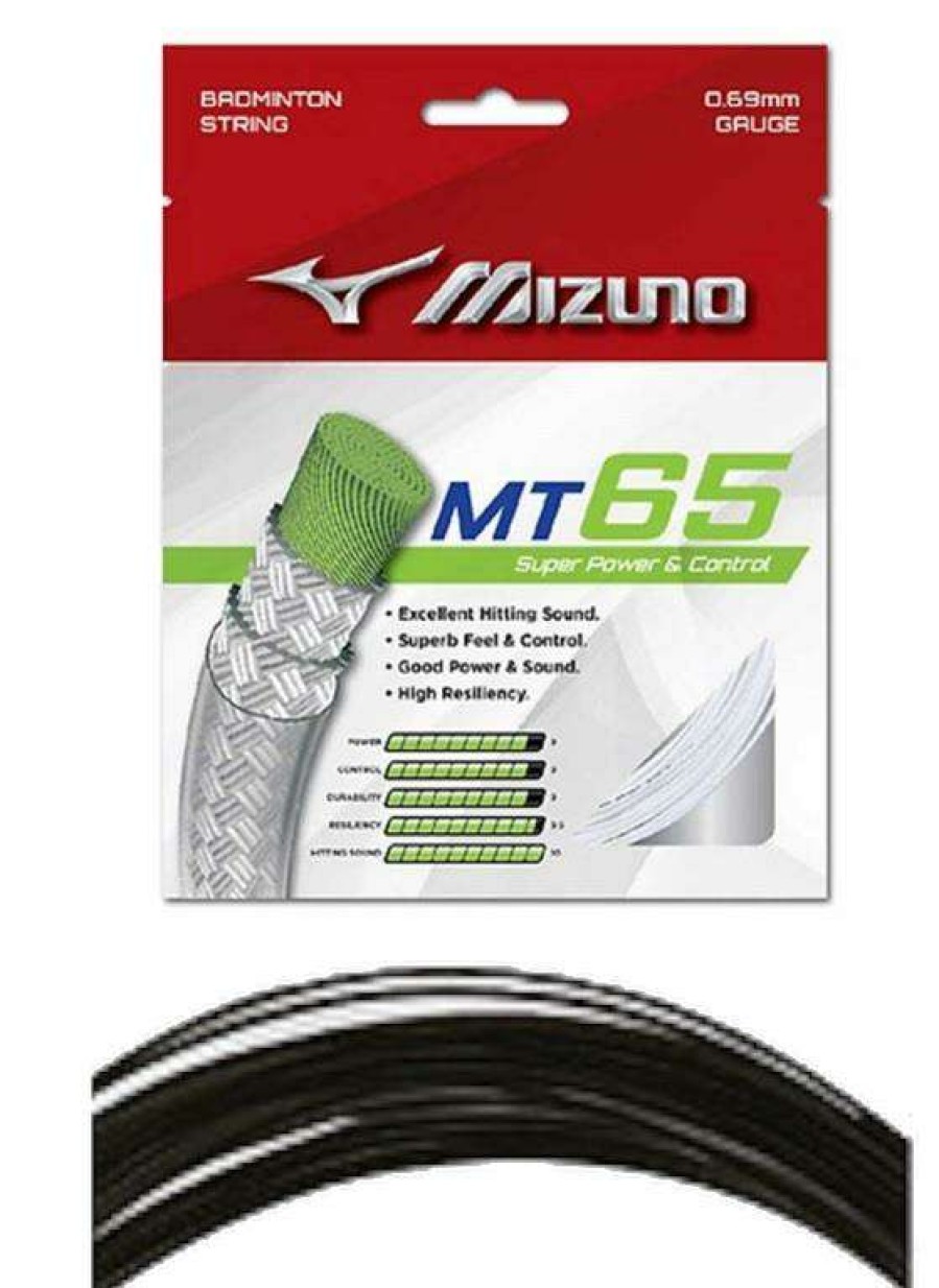 Badminton * | Clearance Mizuno Mt 65 0.69Mm Badminton String (10M) Black