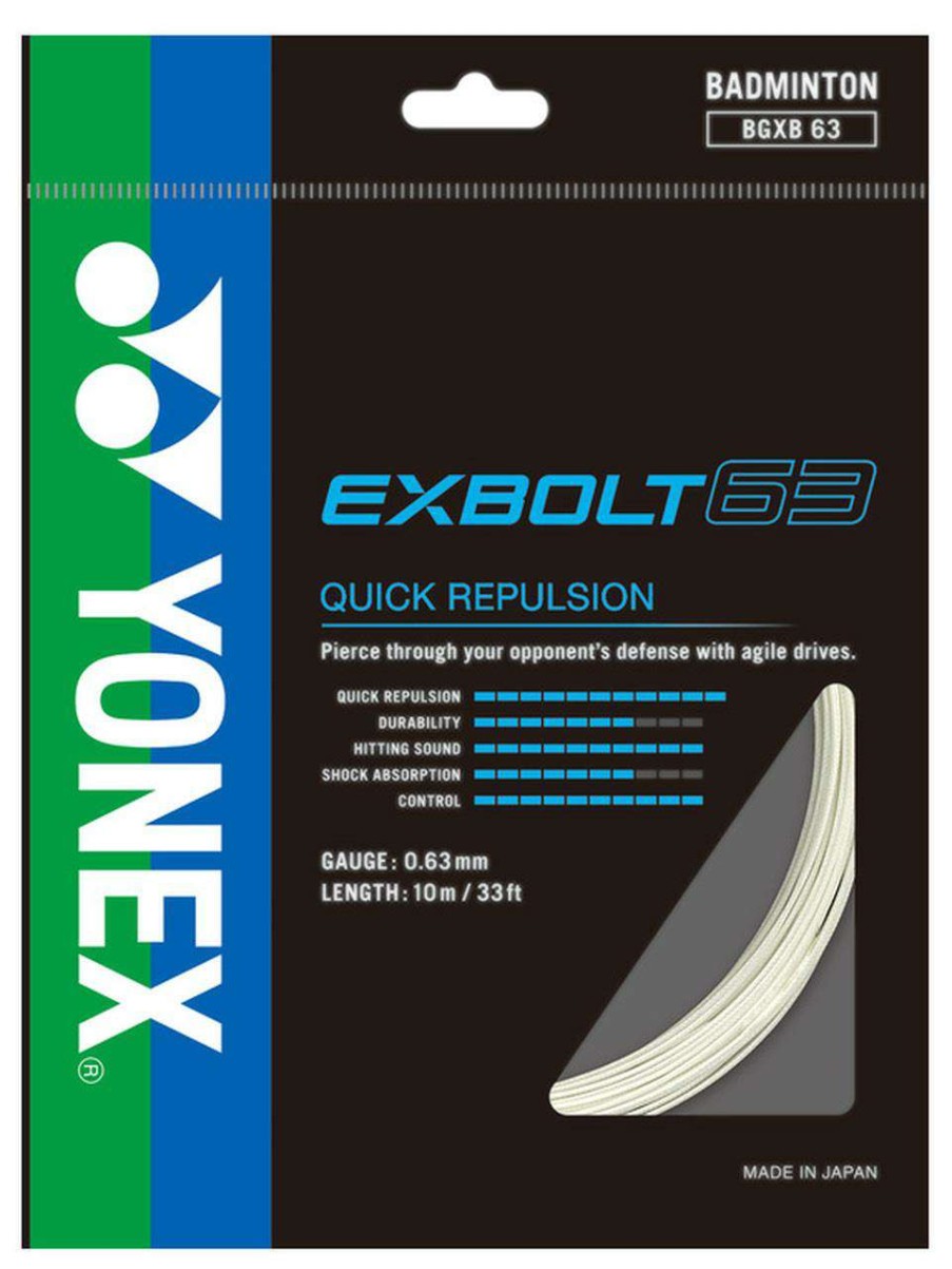 Badminton * | Discount Online Yonex Exbolt 63 Badminton String White 0.63Mm 10M Pack