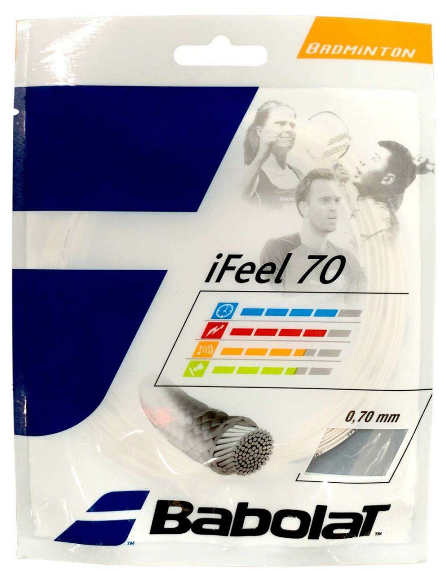 Badminton * | Clearance Babolat Ifeel 70 Badminton 10M String Set White 0.70Mm