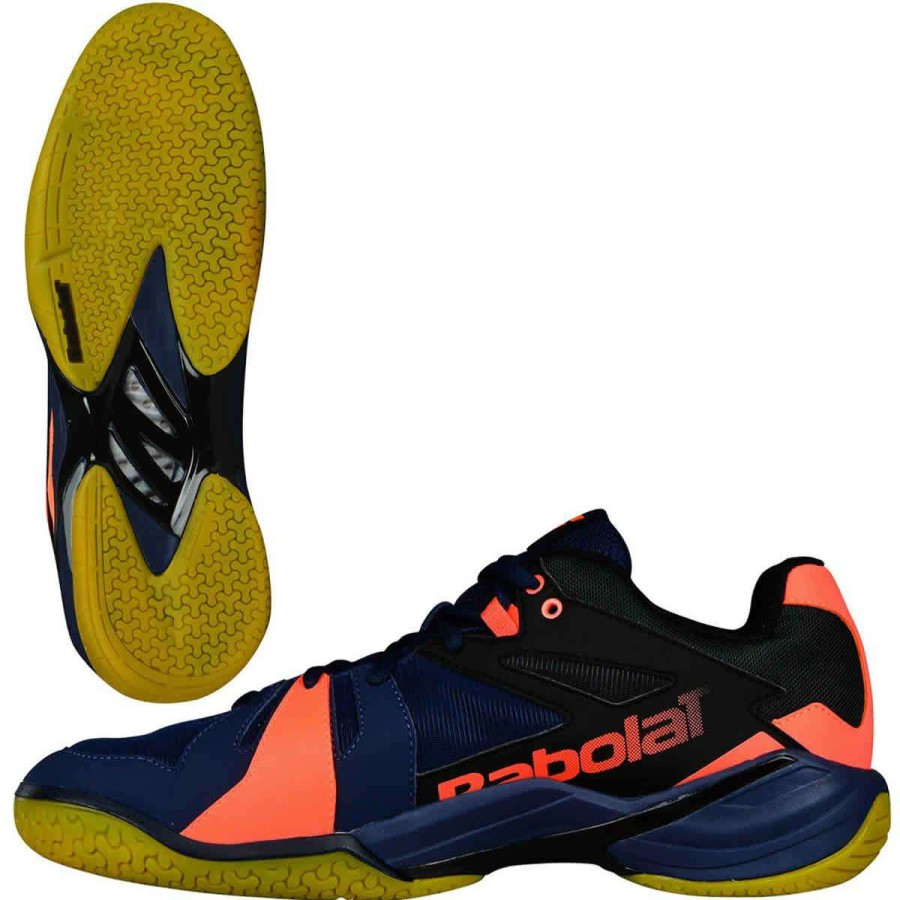 Shoes * | Half Off Babolat Shadow Spirit Badminton Shoes Navy Blue Fluo Orange