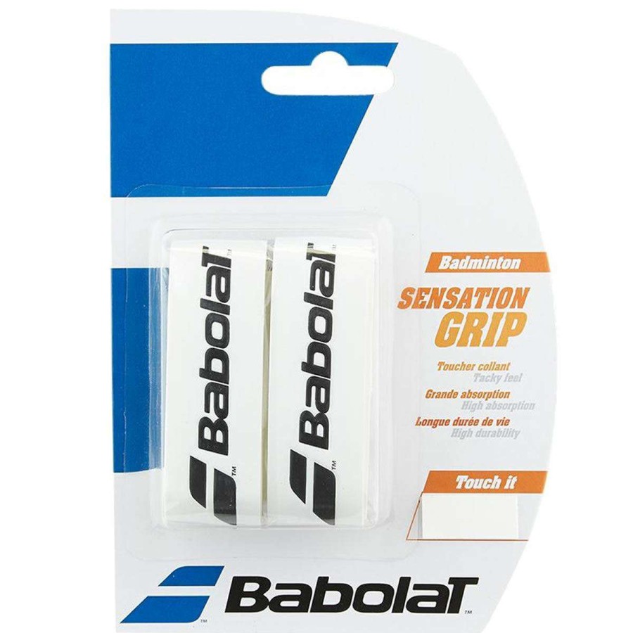 Badminton * | On Sale Babolat Badminton Grip Sensation White 2 Pack