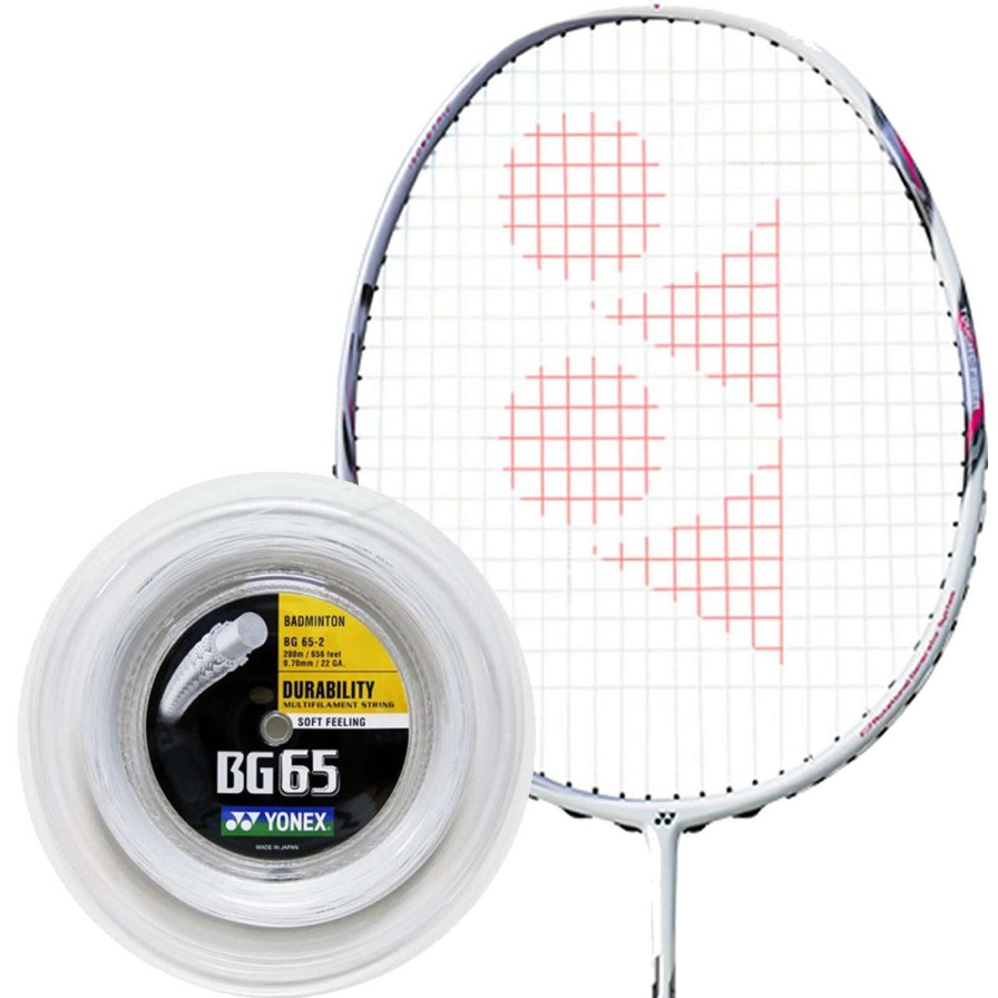 Badminton * | Discount Online Yonex Bg 65 Badminton String White 0.7Mm 200M Reel