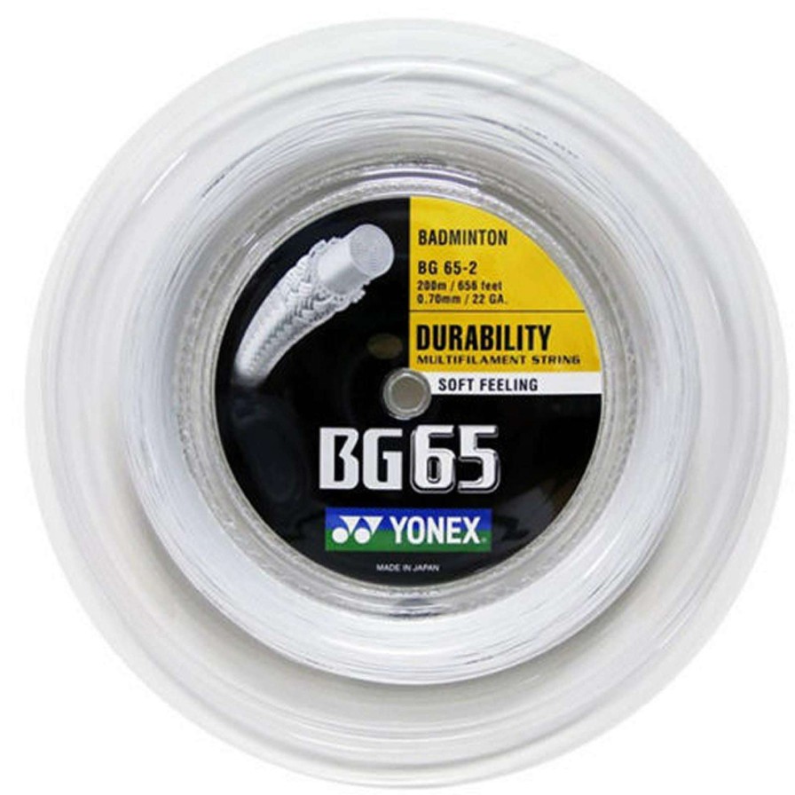 Badminton * | Discount Online Yonex Bg 65 Badminton String White 0.7Mm 200M Reel