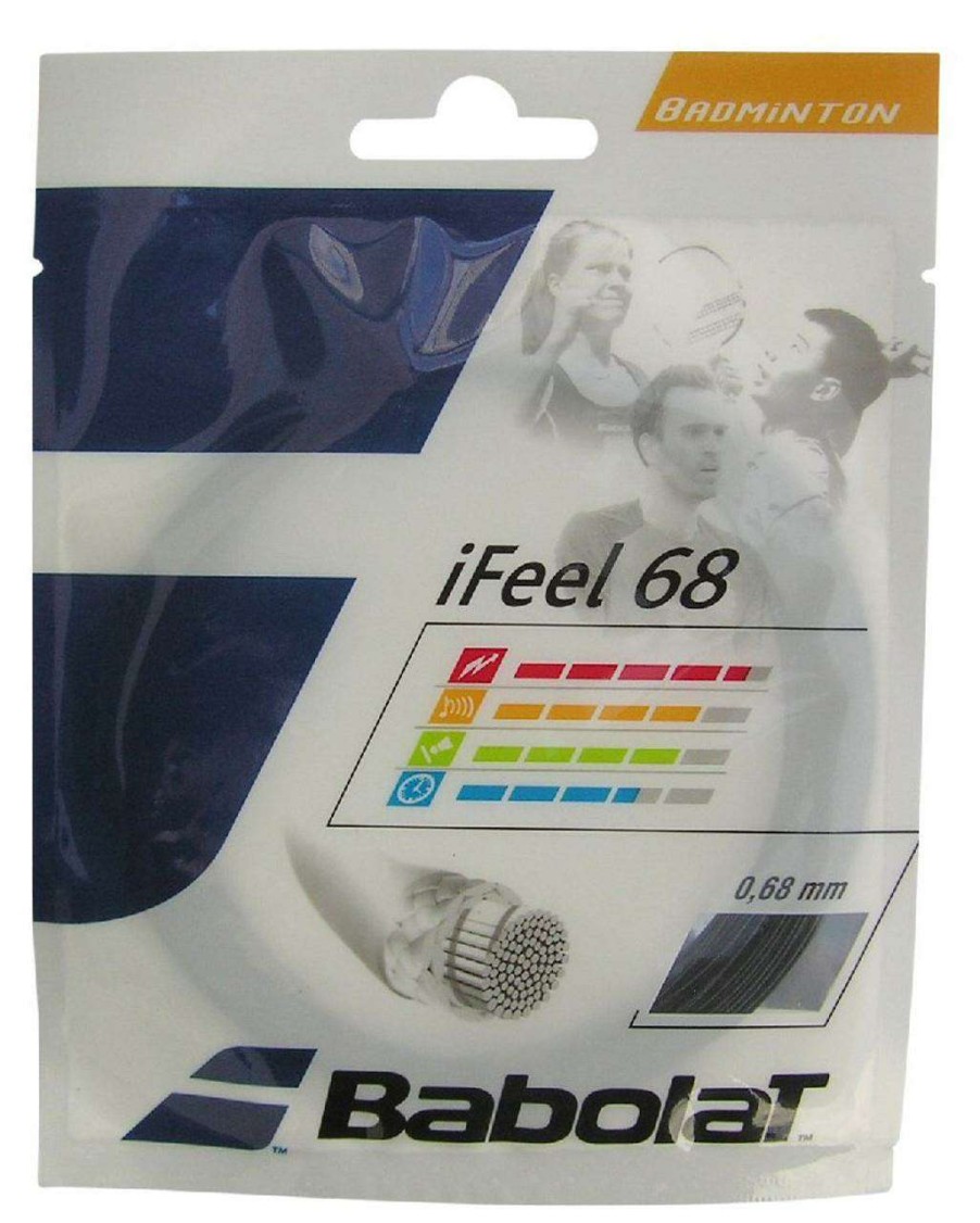 Badminton * | Special Offers Babolat Ifeel 68 Badminton 10M String Set Black 0.68Mm