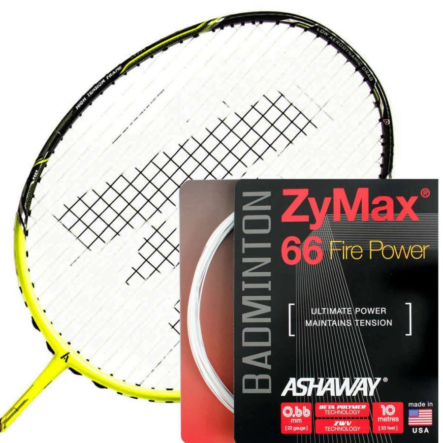 Badminton * | Clearance Ashaway Zymax 66 Fire Power Badminton String White 0.66Mm 10M Packet