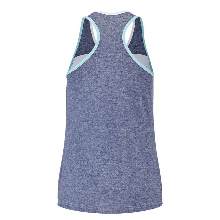 Clothing * | On Sale Babolat Play Womens Badminton Tank Top White / Blue Heather