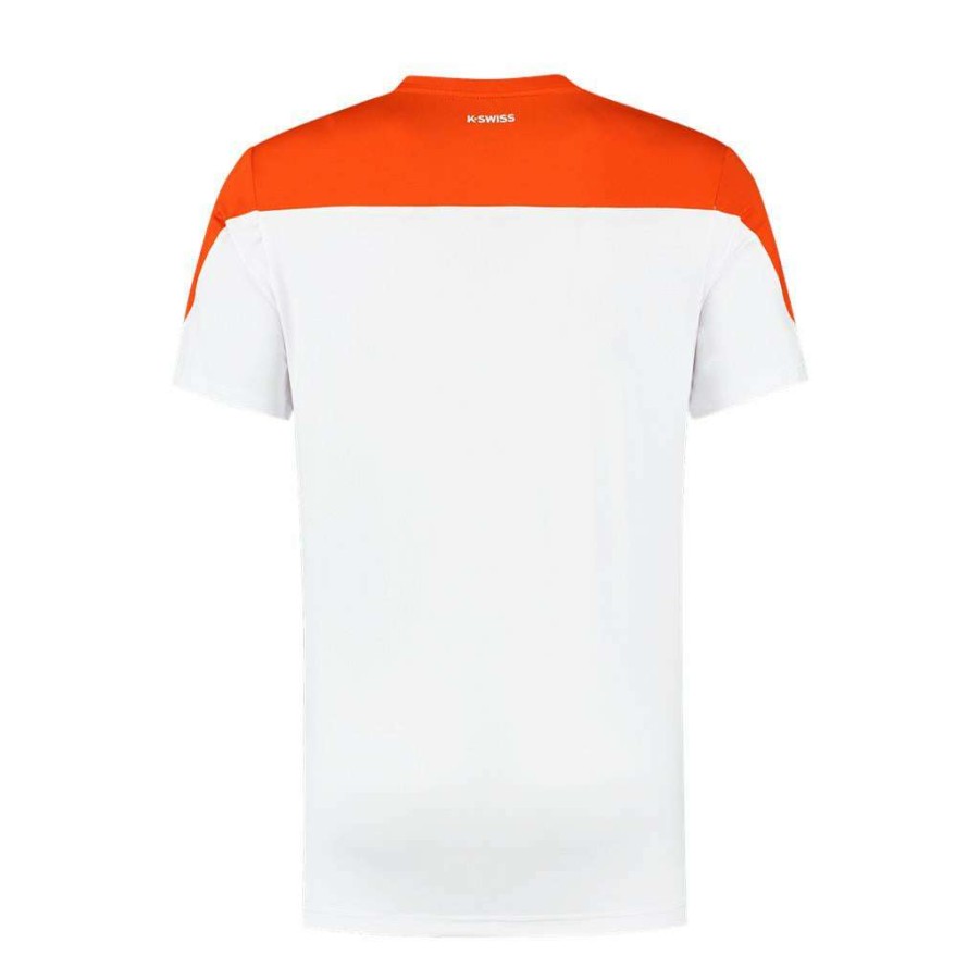 Clothing * | Discount Online K-Swiss Hypercourt Block Crew Tee 3 Mens T-Shirt White / Spicy Orange