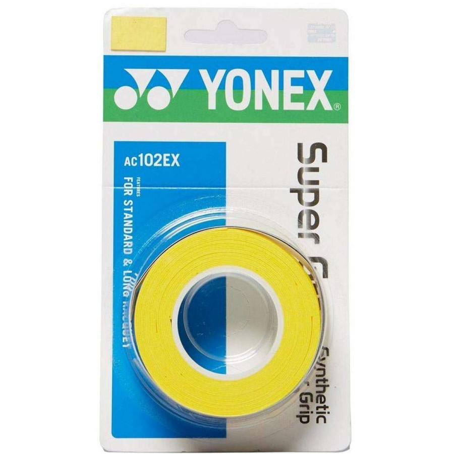 Badminton * | Sales Online Yonex Ac102Ex Super Grap Badminton Overgrip 3 Pack Yellow