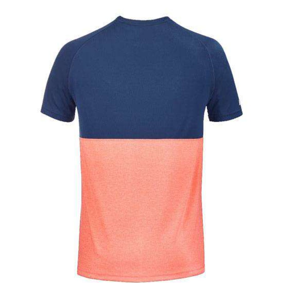 Clothing * | Limit Offer Babolat Mens Play Crew Neck T-Shirt Fluo Strike / Estate Blue