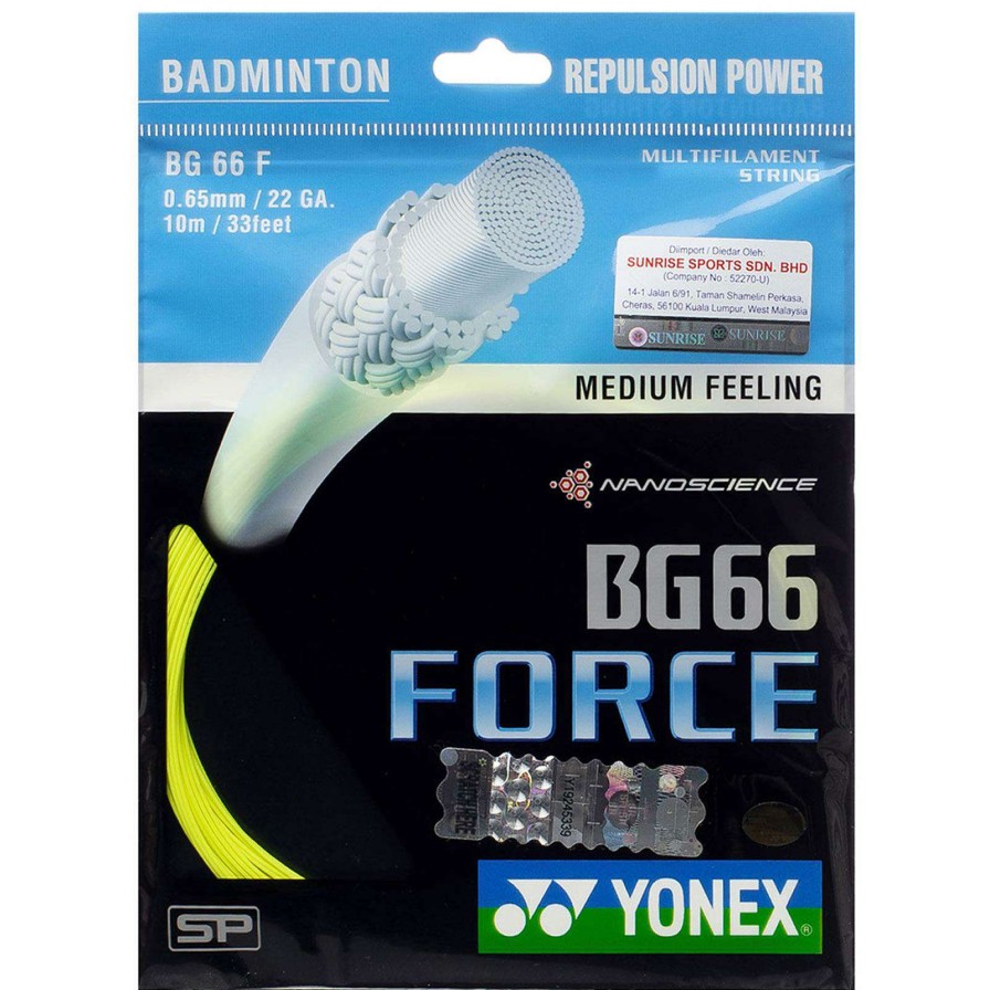 Badminton * | On Sale Yonex Bg 66 Force Badminton String 0.65Mm Yellow 10M Packet