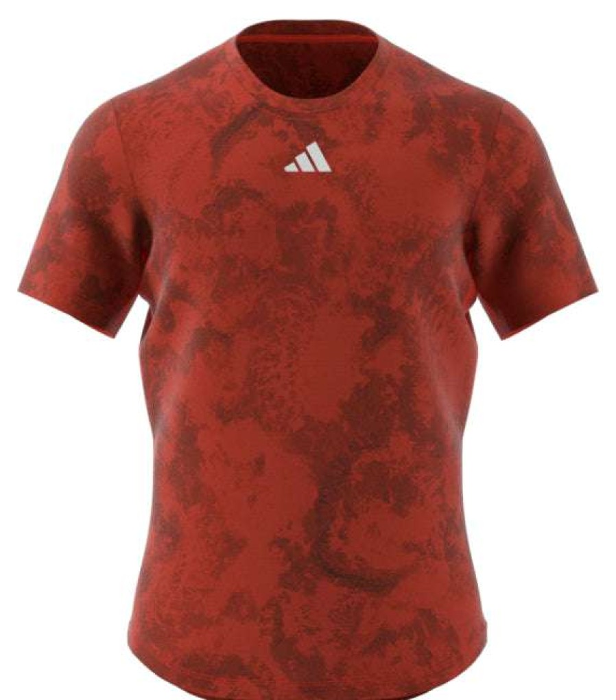 Clothing * | On Sale Adidas Paris Mens Freelift Badminton T-Shirt Red