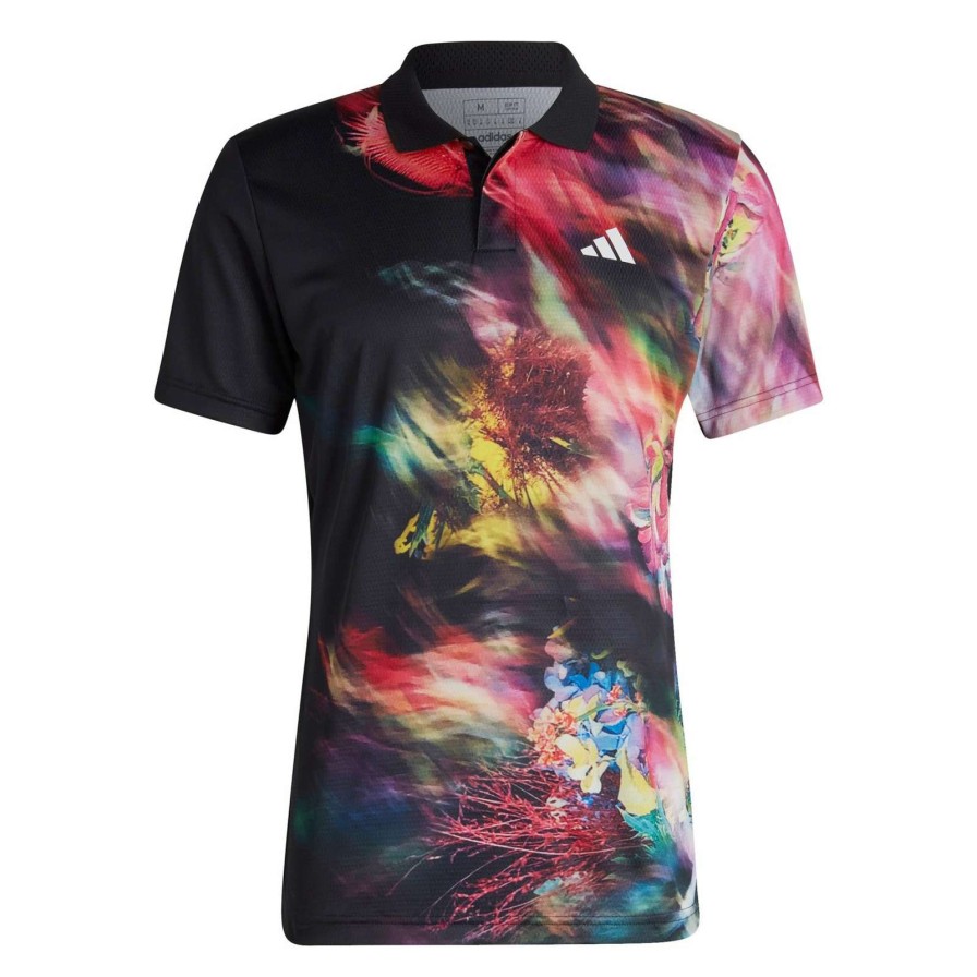 Clothing * | Special Offers Adidas Melbourne Mens Freelift Polo Shirt Black / Multi