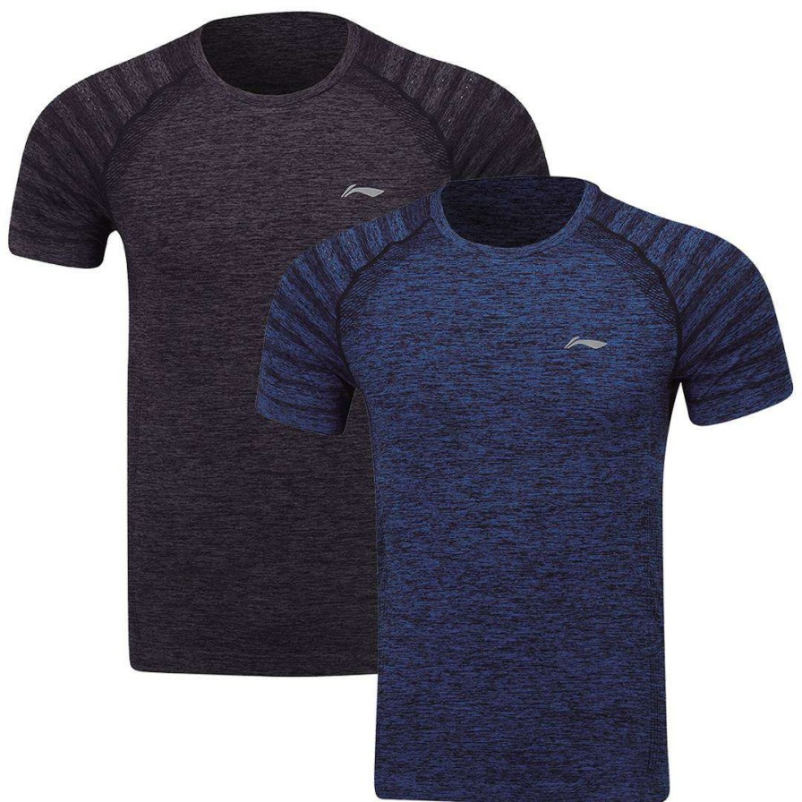 Clothing * | Prefential Price Li-Ning Seamless Mens Badminton T-Shirt (2 Pack) Dark Blue