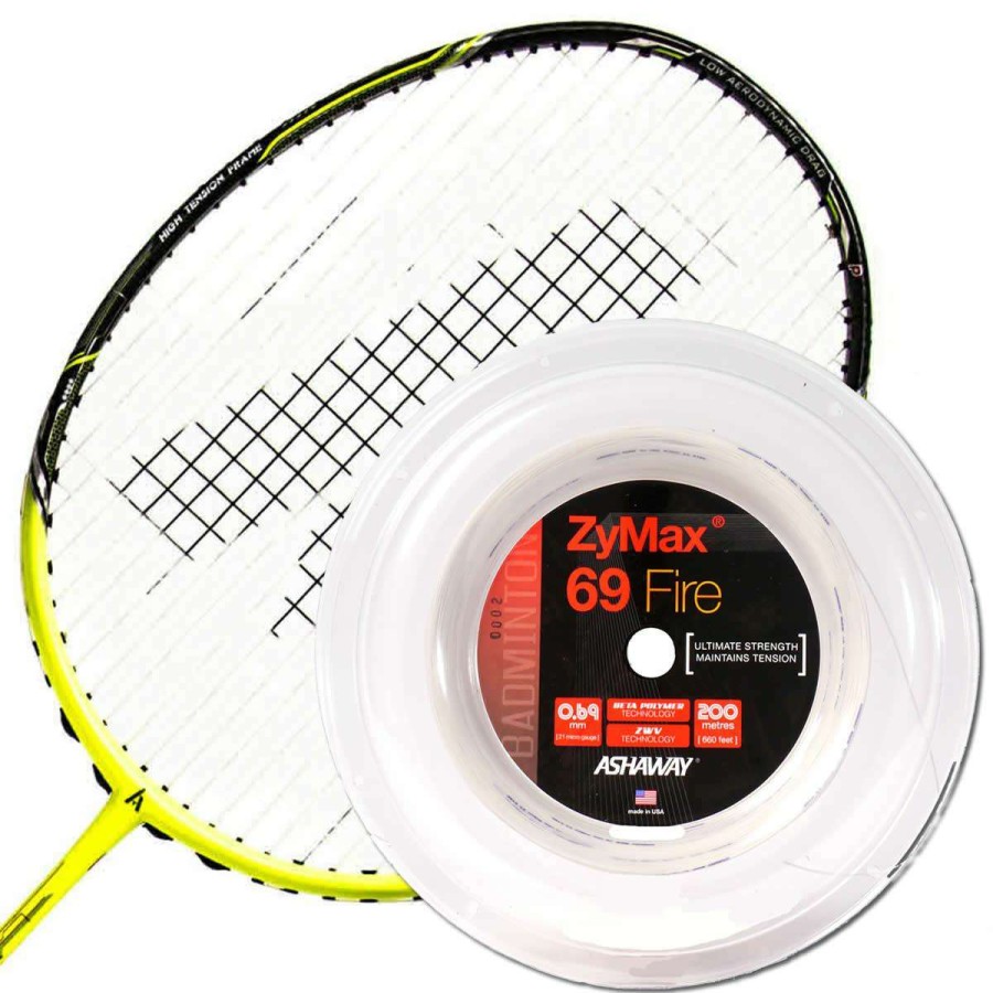 Badminton * | Special Offers Ashaway Zymax 69 Fire Badminton String White 0.69Mm 200M Reel