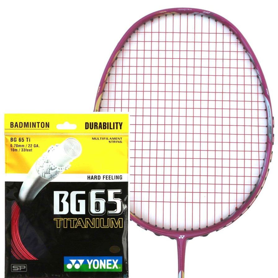 Badminton * | Discount Online Yonex Bg 65 Ti Badminton String Red 0.7Mm 10M Packet