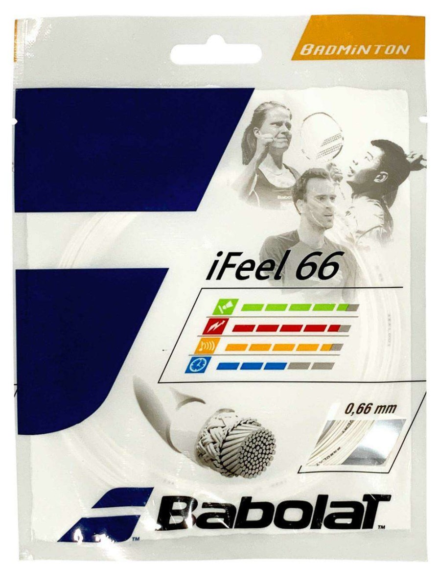 Badminton * | Half Off Babolat Ifeel 66 Badminton 10M String Set White 0.66Mm