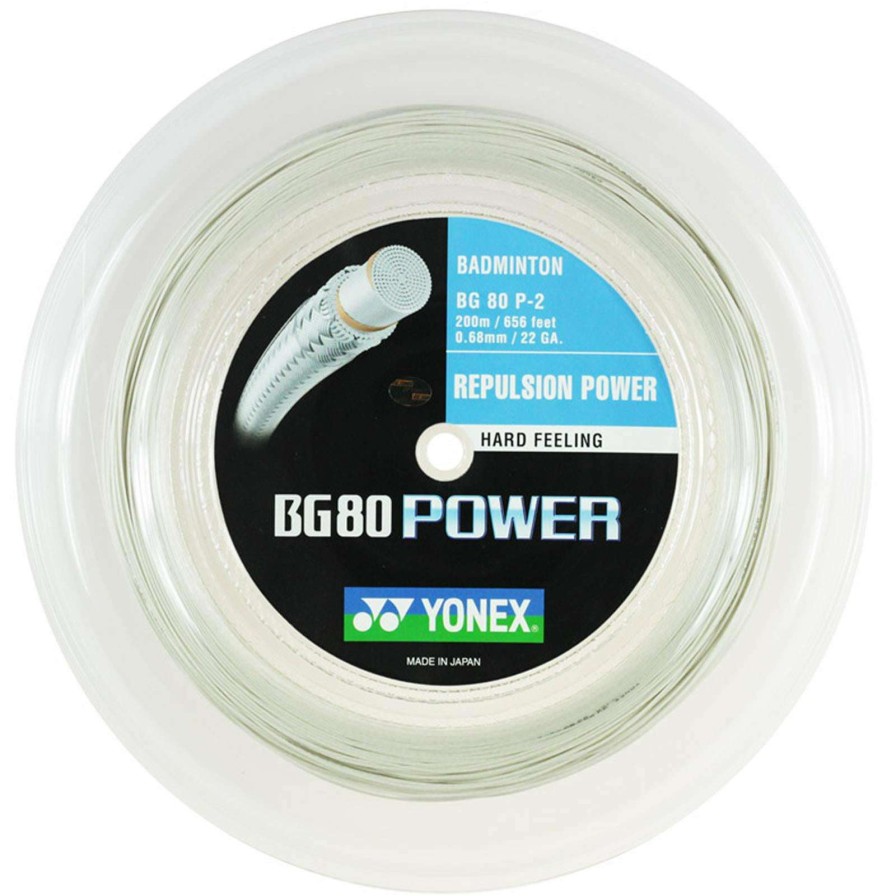 Badminton * | Limit Offer Yonex Bg 80P Badminton String White 0.68Mm 200M Reel