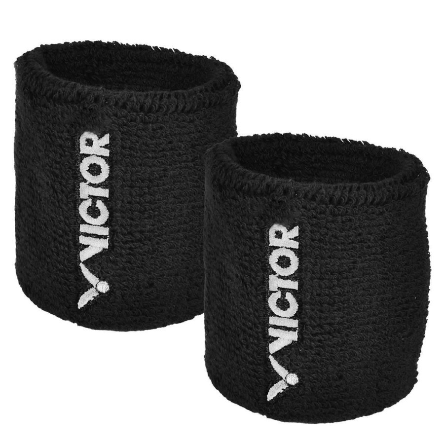 Badminton * | Sales Online Victor Badminton Wristband Black 2 Blister