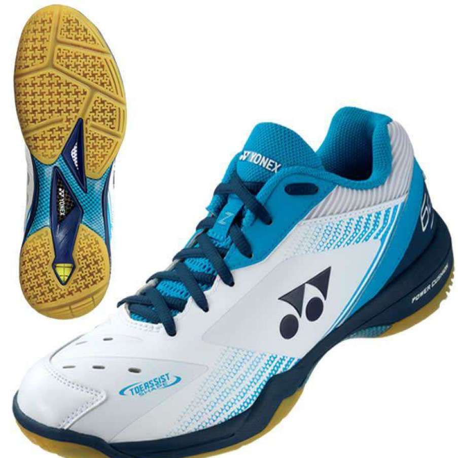 Shoes * | Clearance Yonex Power Cushion 65Z3 Mens Badminton Shoes White / Ocean Blue