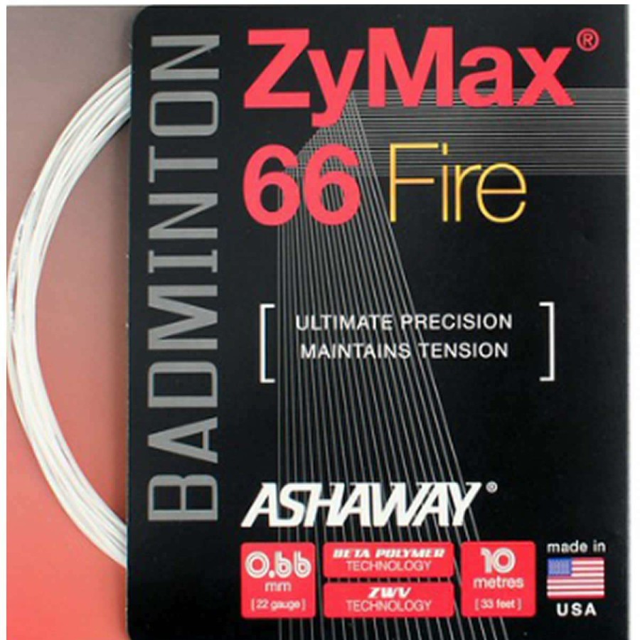 Badminton * | Discount Online Ashaway Zymax 66 Fire Power Badminton String White 0.66Mm 200M Reel