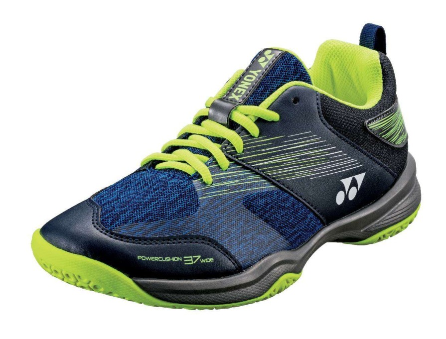 Shoes * | Sales Online Yonex Power Cushion 37 Mens Badminton Shoes Navy Blue / Yellow