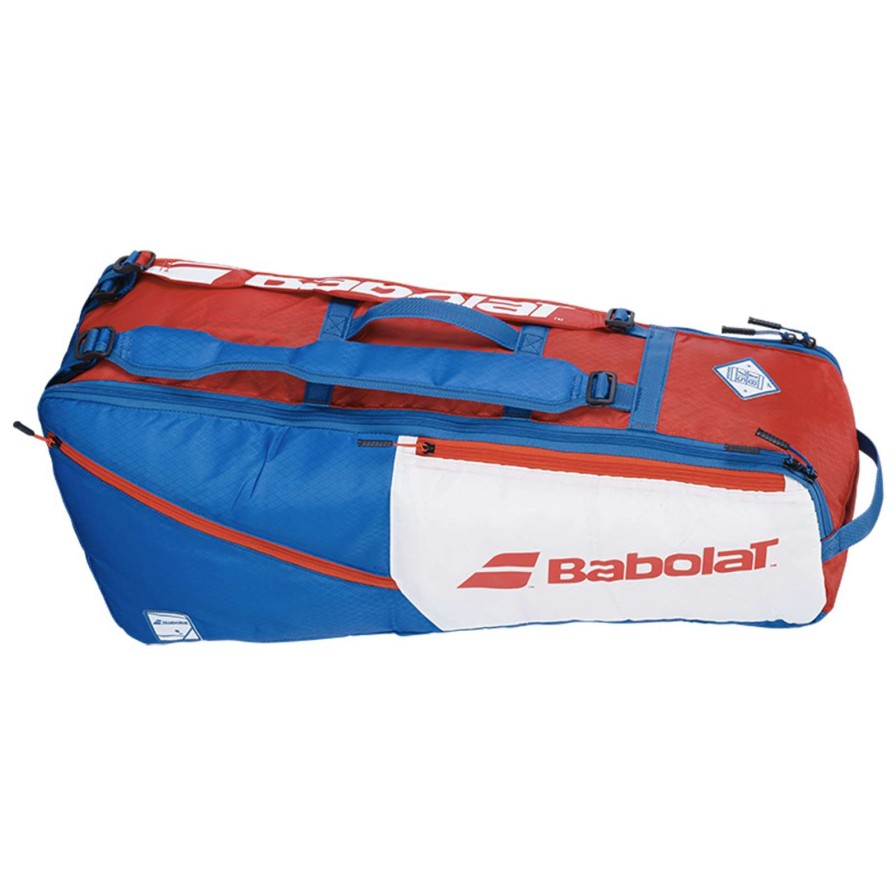 Badminton * | On Sale Babolat Rh6 Evo Drive Badminton 6 Racket Bag White / Blue / Red