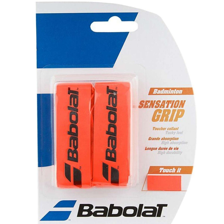 Badminton * | On Sale Babolat Badminton Grip Sensation Fluo Red 2 Pack