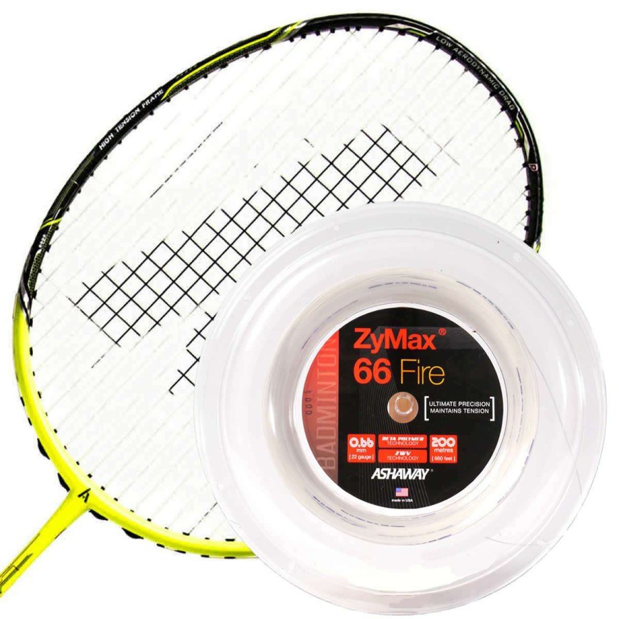 Badminton * | Clearance Ashaway Zymax 66 Fire Badminton String White 0.66Mm 200M Reel