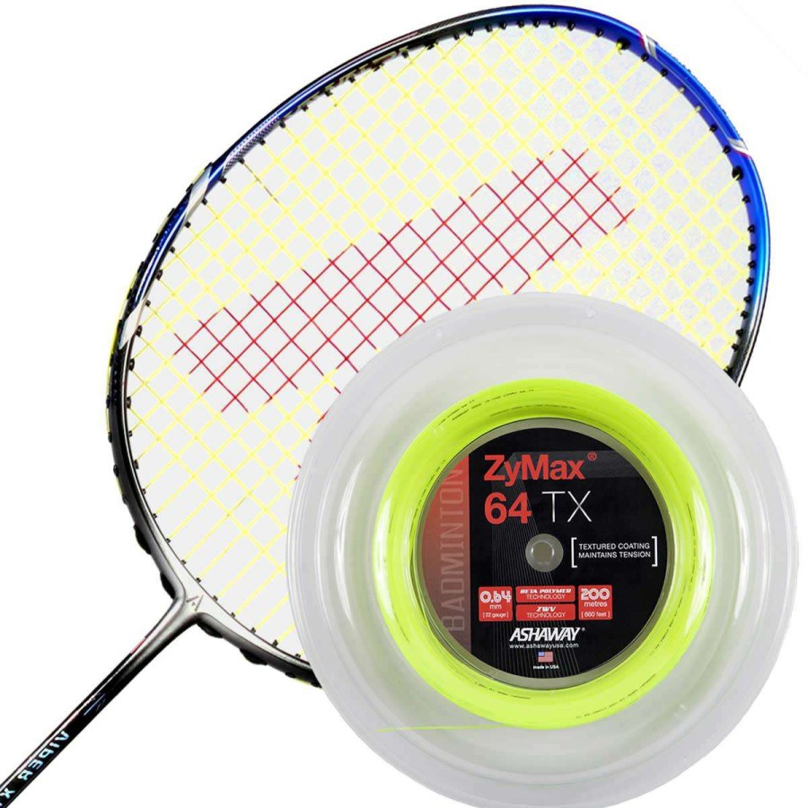 Badminton * | Clearance Ashaway Zymax 64 Tx Badminton String Yellow 0.64Mm 200M Reel