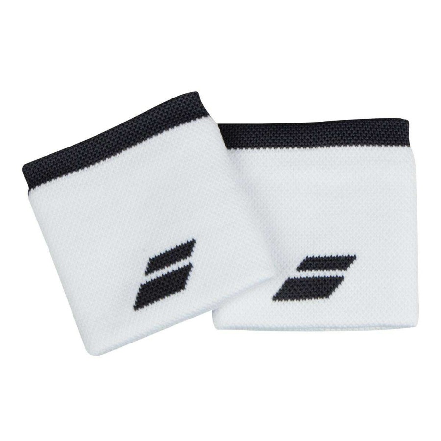 Badminton * | Limit Offer Babolat Logo Wristband White / Rabbit