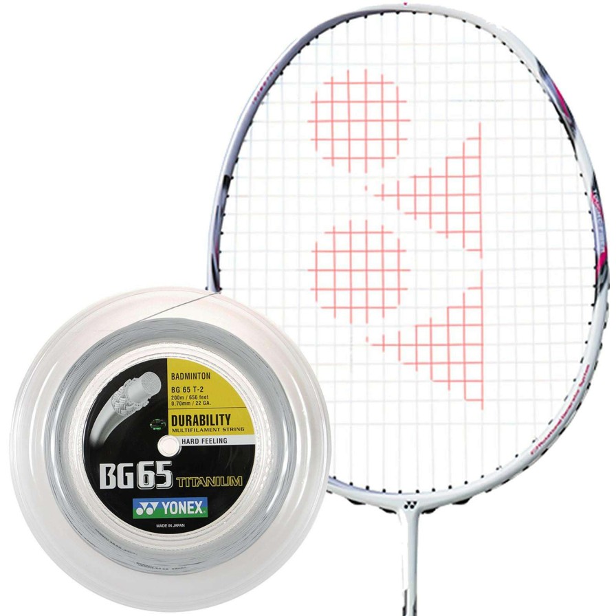 Badminton * | Discount Online Yonex Bg 65 Ti Badminton String White 0.7Mm 200M Reel