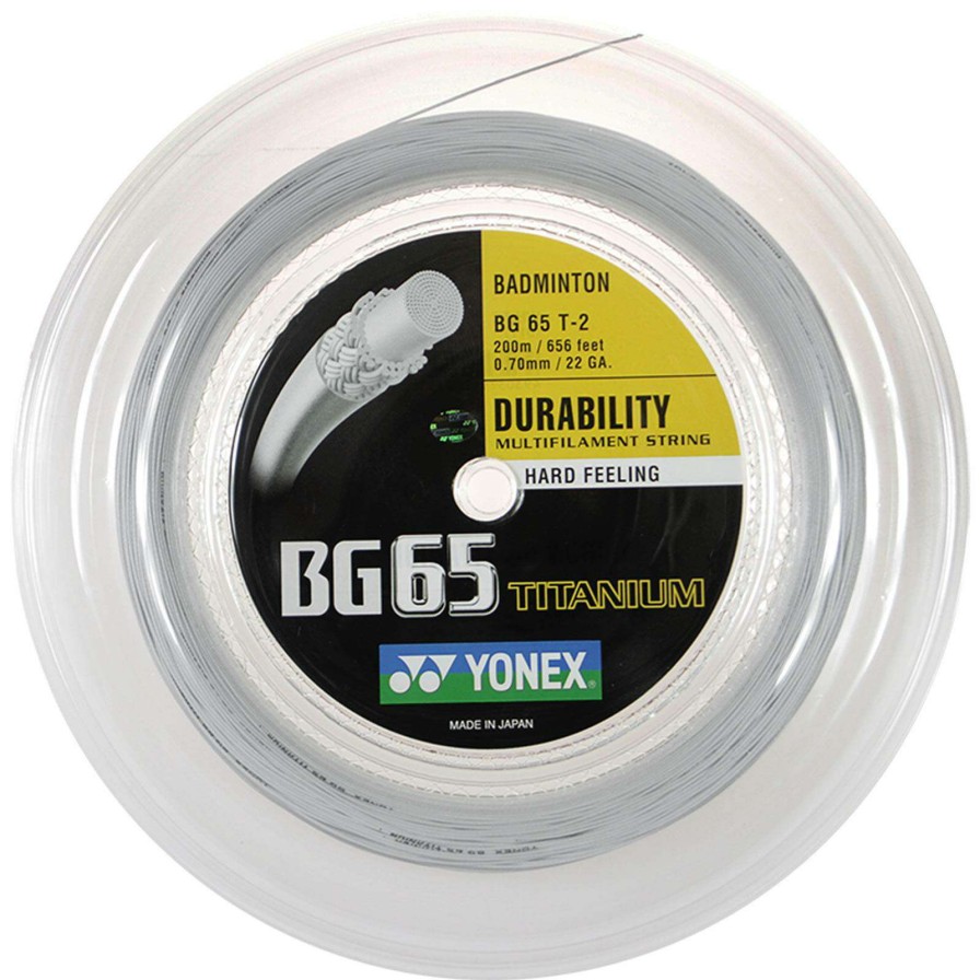 Badminton * | Discount Online Yonex Bg 65 Ti Badminton String White 0.7Mm 200M Reel