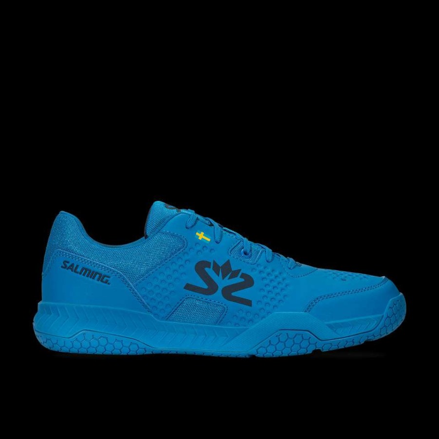 Shoes * | Discount Online Salming Hawk Court 2022 Mens Badminton Shoes Blue Posiedon