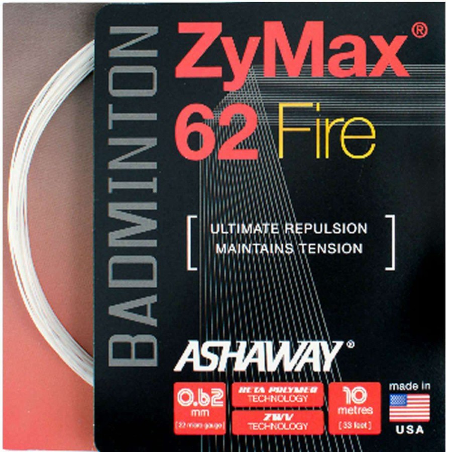 Badminton * | Clearance Ashaway Zymax 62 Fire Badminton String White 0.62Mm 10M Packet