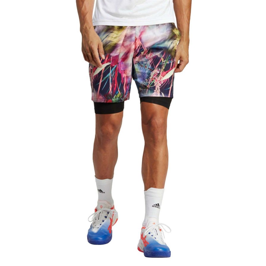 Clothing * | Special Offers Adidas Melbourne Mens Ergo Graphic Shorts Black / Multi