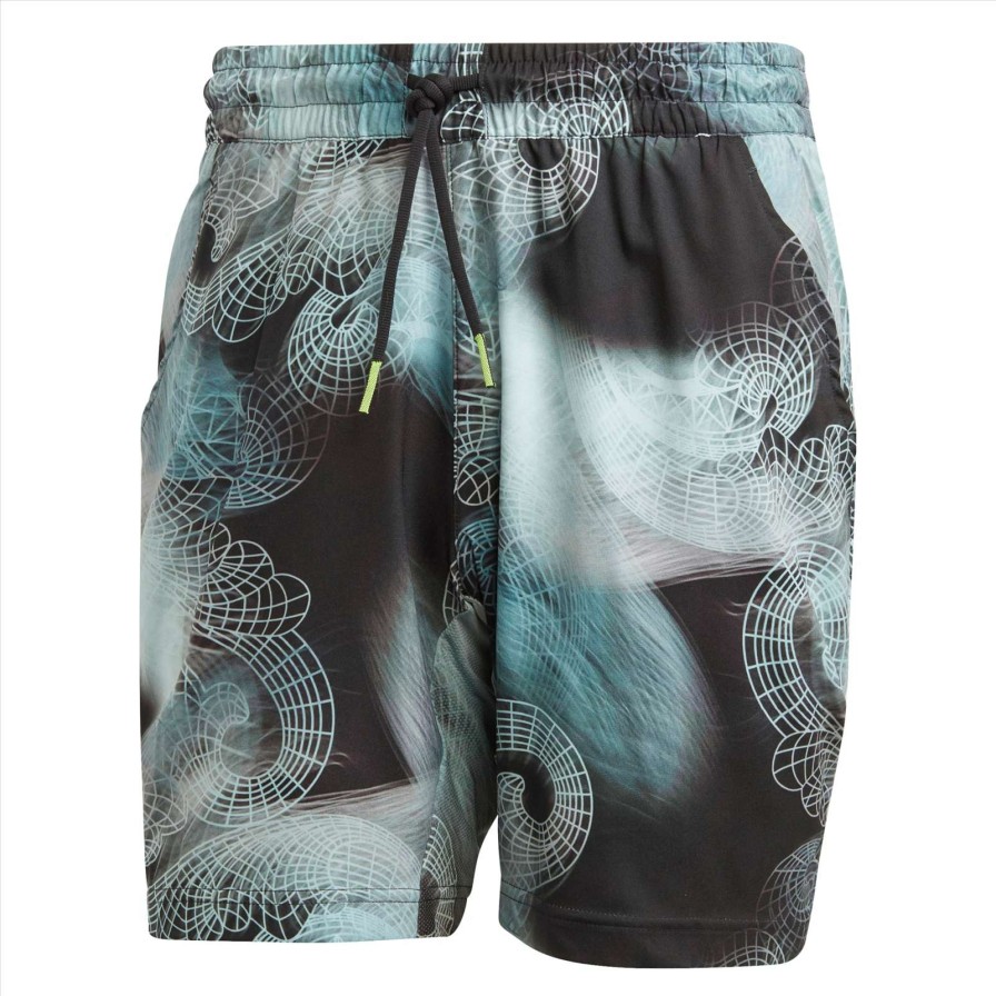 Clothing * | Clearance Adidas Mens Printed Aeroready Ergo Pro Badminton Shorts Black