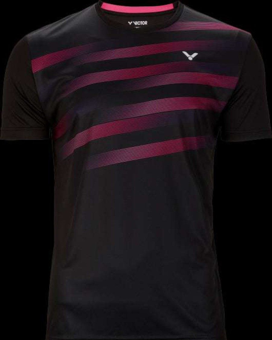 Clothing * | On Sale Victor Team Line Unisex Badminton T-Shirt T-03101 C Black