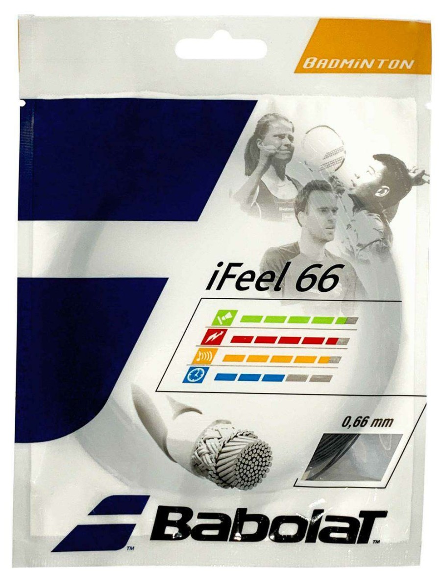 Badminton * | Special Offers Babolat Ifeel 66 Badminton 10M String Set Black 0.66Mm