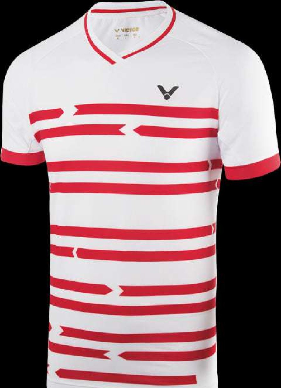 Clothing * | Special Offers Victor Badminton Shirt Denmark Unisex White 6628