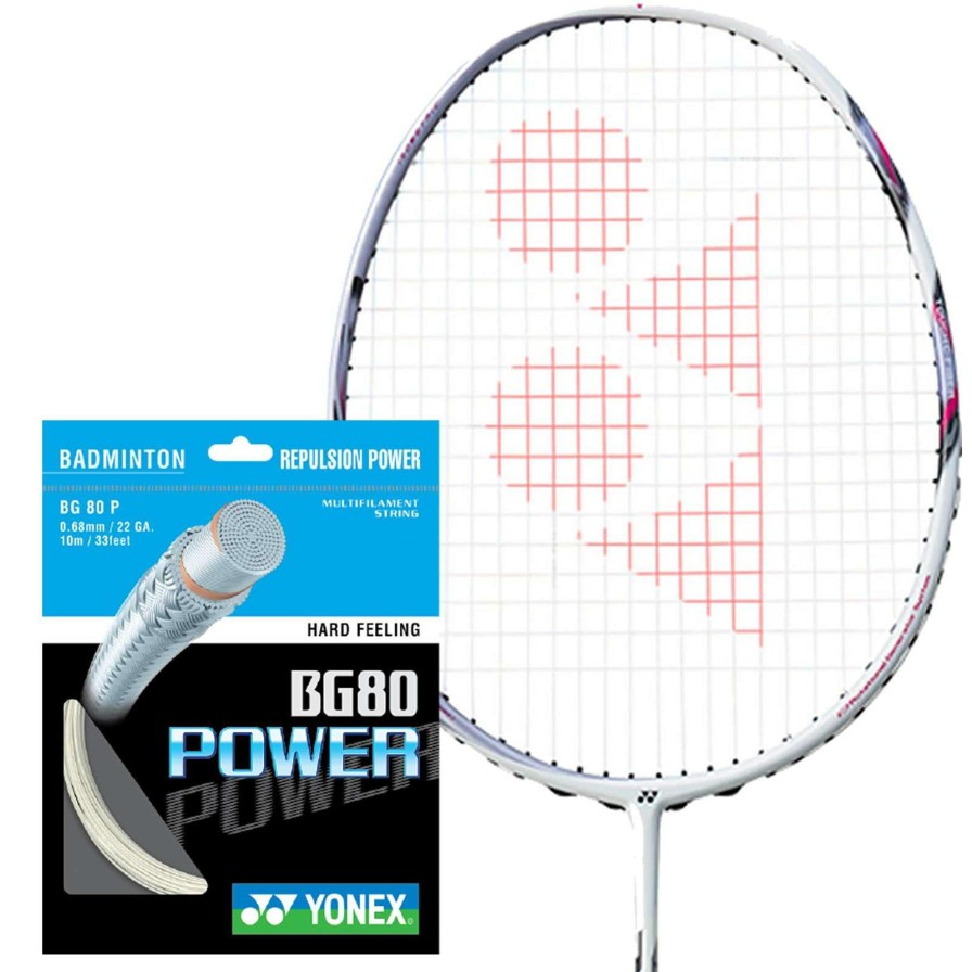 Badminton * | Special Offers Yonex Bg 80P Badminton String White 0.68Mm 10M Packet