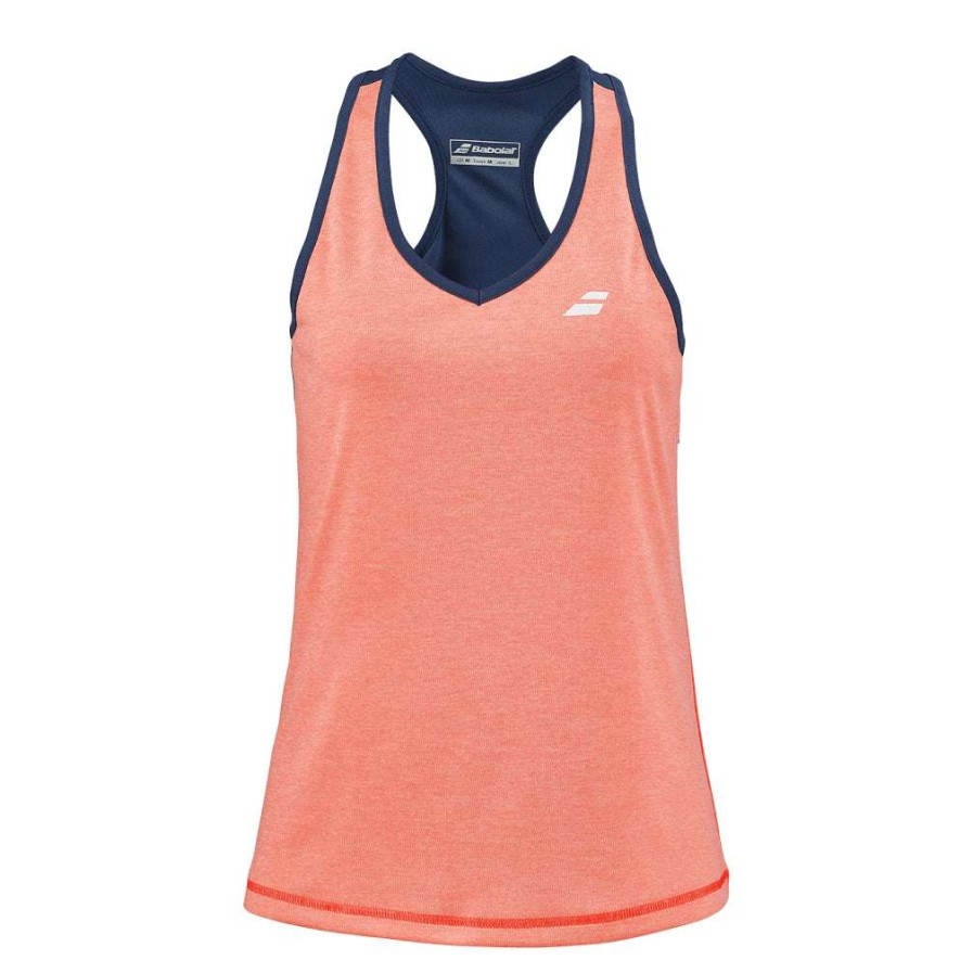 Clothing * | Limit Offer Babolat Play Womens Badminton Tank Top Fluo Strike / Estate Blue