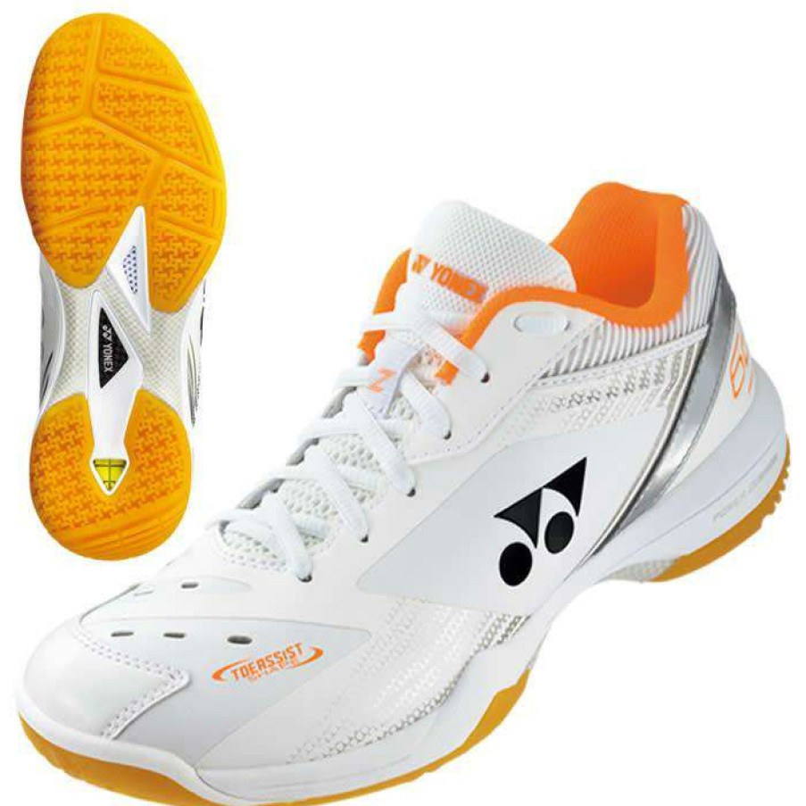 Shoes * | Prefential Price Yonex Power Cushion 65Z3 Wide Mens Badminton Shoes White / Orange