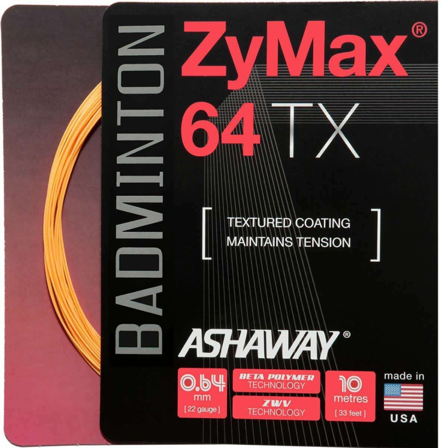 Badminton * | On Sale Ashaway Zymax 64 Tx Badminton String Orange- 0.64Mm 10M Packet