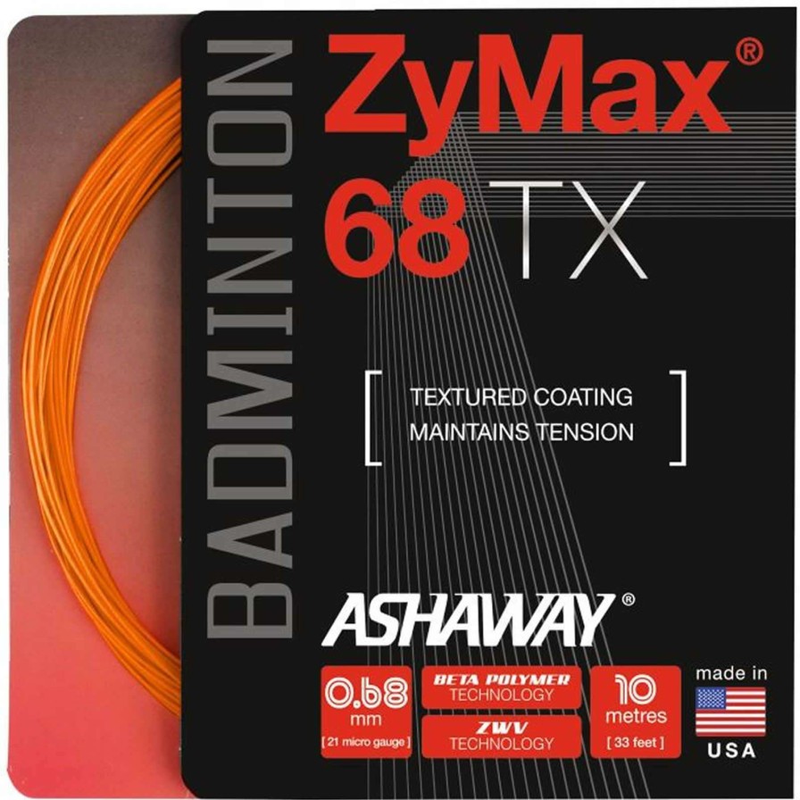 Badminton * | Prefential Price Ashaway Zymax 68 Tx Badminton String Orange 0.68Mm 10M Packet