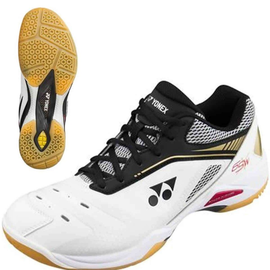 Shoes * | Limit Offer Yonex Power Cushion 65Xw Wide Badminton Shoes -White Gold