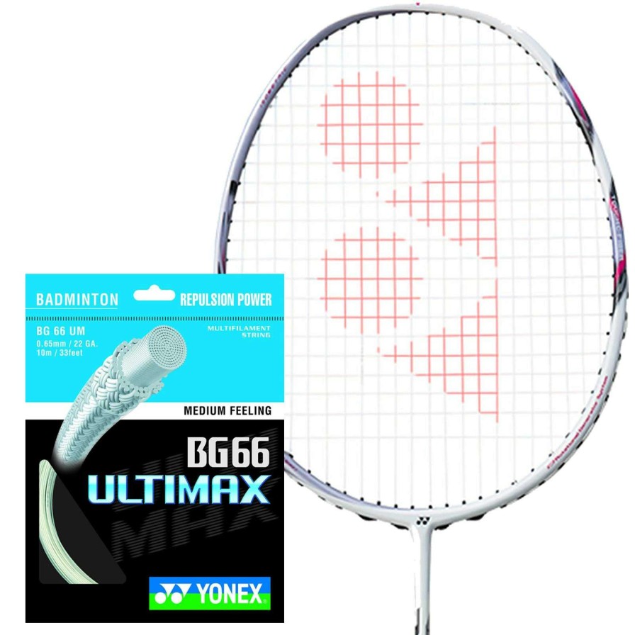 Badminton * | Sales Online Yonex Bg 66 Ultimax Badminton String White 0.65Mm 10M Packet